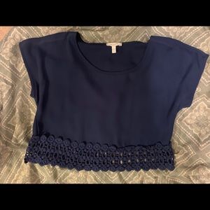Navy blue lace crop top